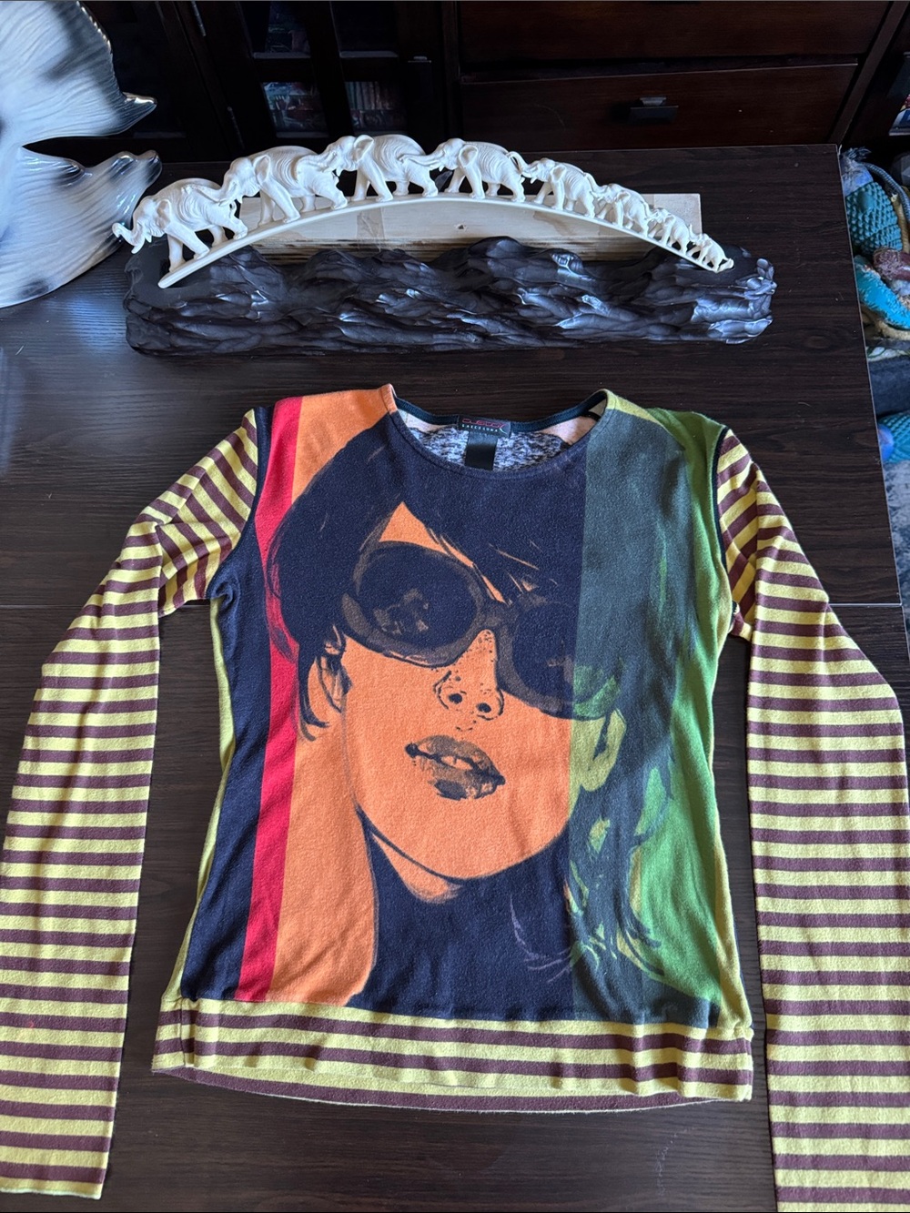 Graphic Pop Art Sunglass Woman Long Sleeve Top - Multi Color